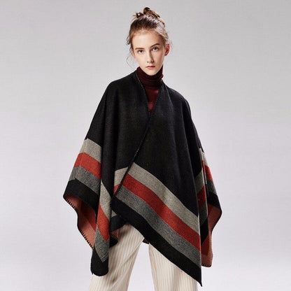 Poncho tipo capa de invierno para mujer