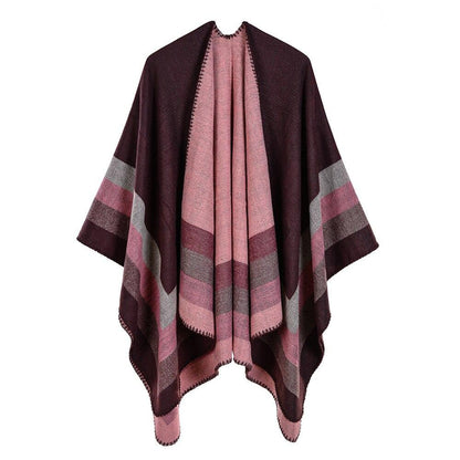 Poncho Cape Hiver Femme - marron