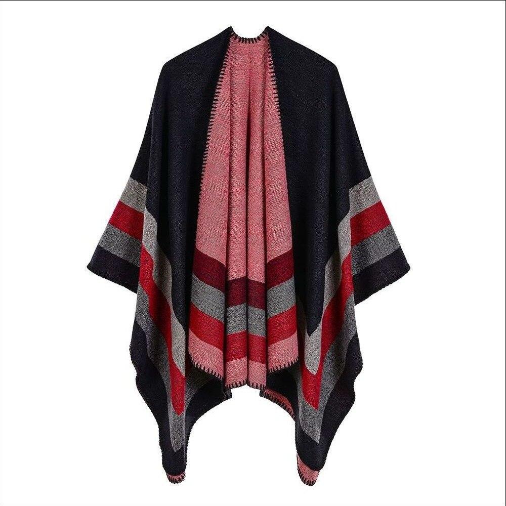 Poncho Cape Hiver Femme - noir