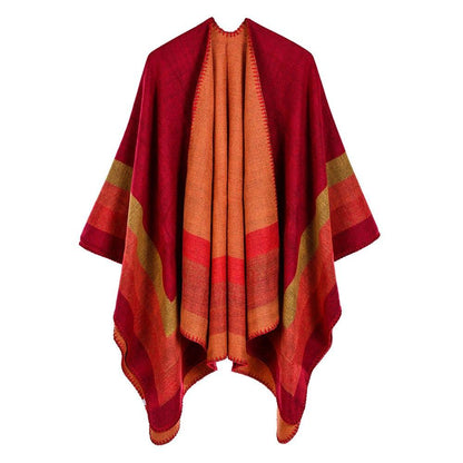 Poncho Cape Hiver Femme - orange