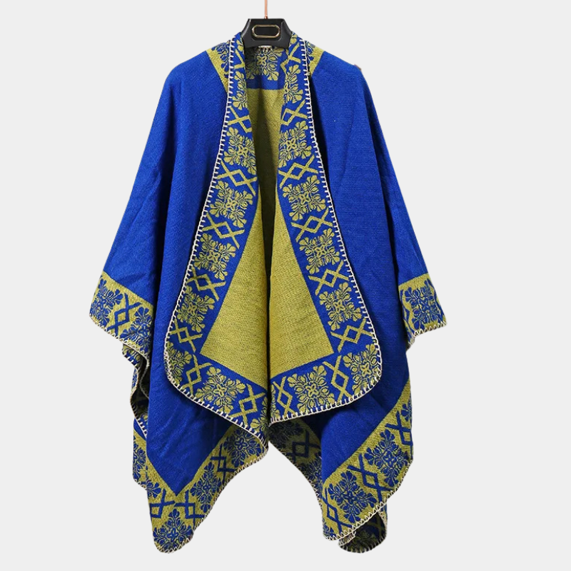 Echarpe Poncho Homme - bleu jaune