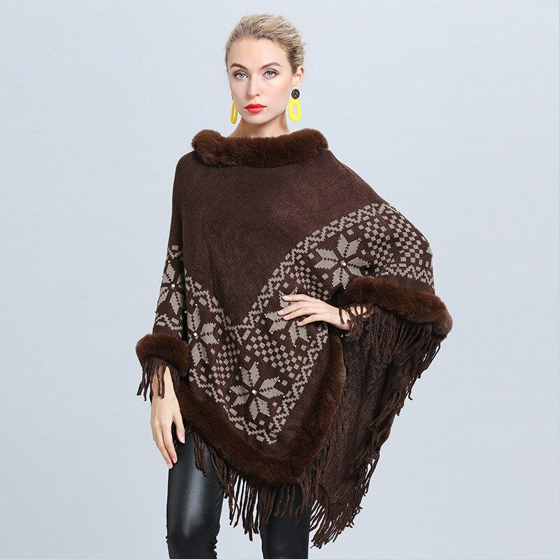 Poncho avec Fourrure - Marron