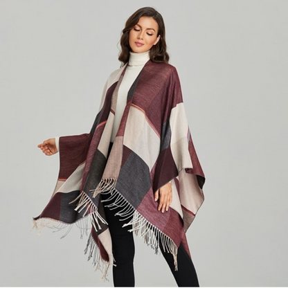 Poncho burdeos para mujer