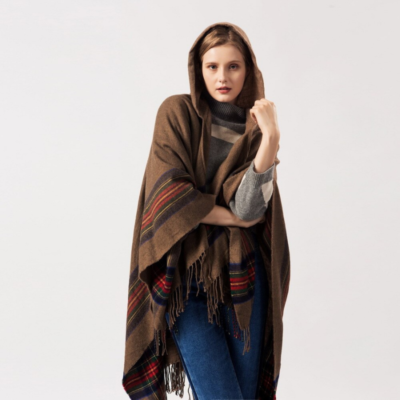 Poncho con capucha para mujer