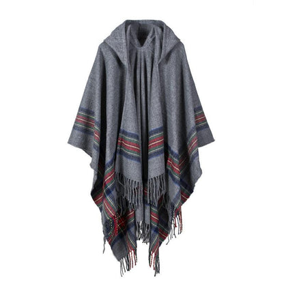 Poncho Capuche Femme - gris