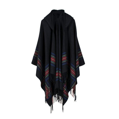 Poncho Capuche Femme - noir