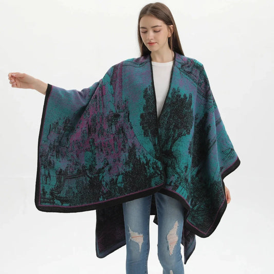 Poncho chal cálido para mujer