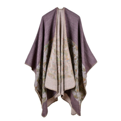 Poncho Chic Femme - Marron