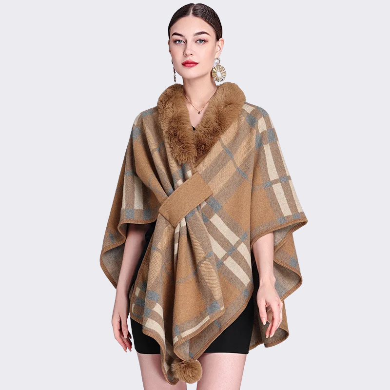 Poncho escocés para mujer