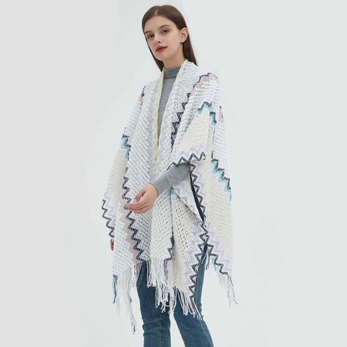 Poncho étnico para mujer