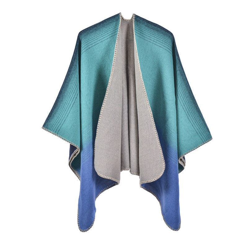 Poncho azul de mujer