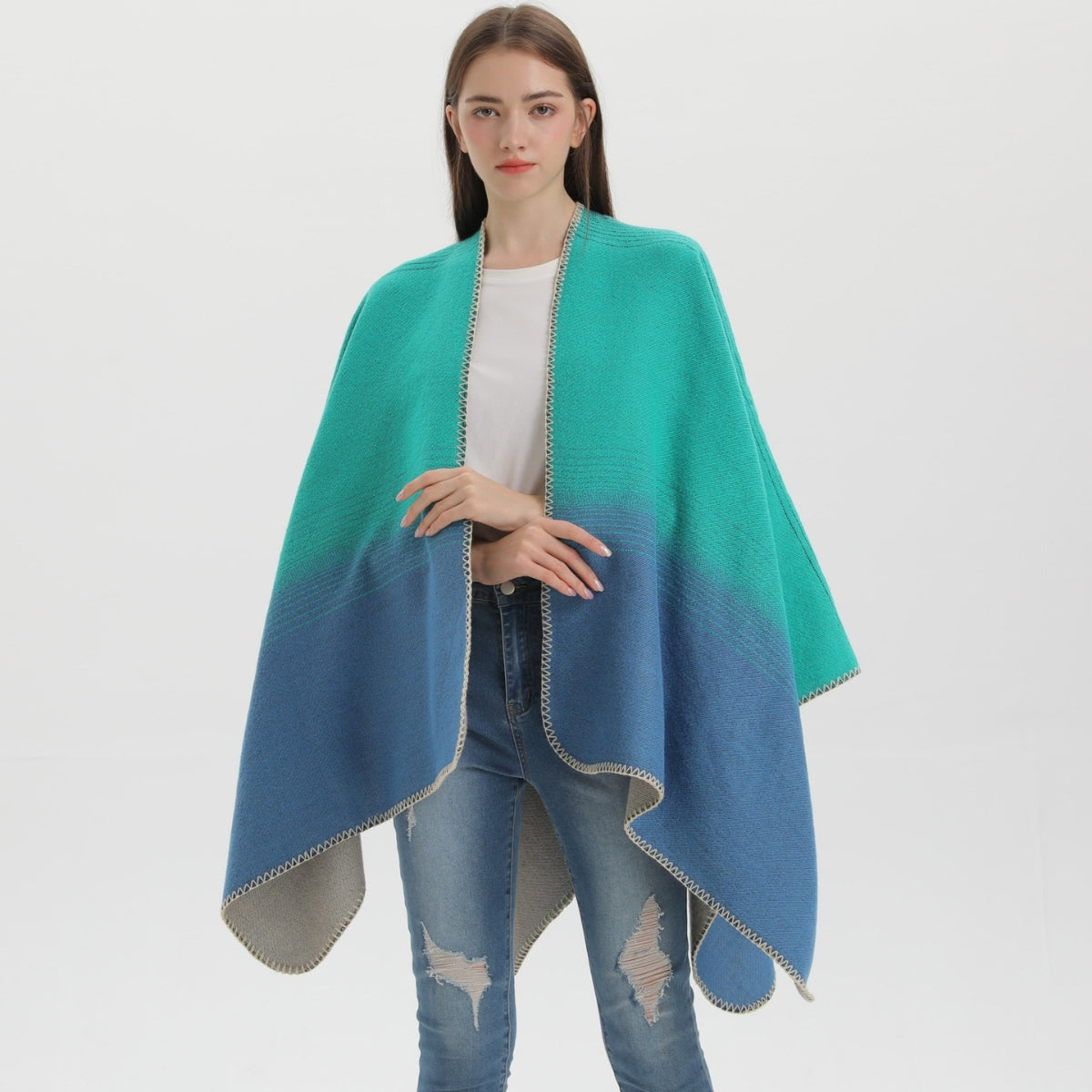 Poncho Femme Bleu - Bleu / Unique