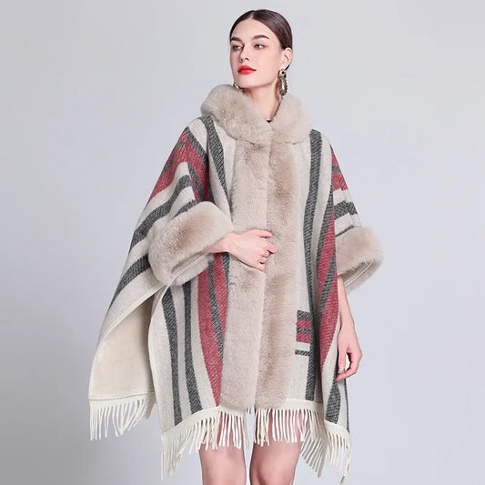 Poncho de piel bohemio