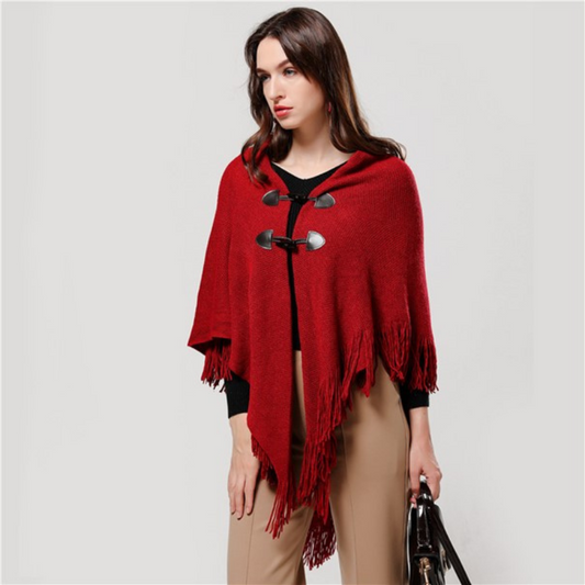 Poncho con flecos para mujer