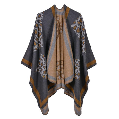 Poncho Léopard Femme - gris