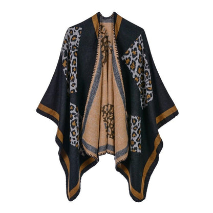 Poncho Léopard Femme - noir