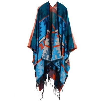 Poncho Long Femme - Bleu