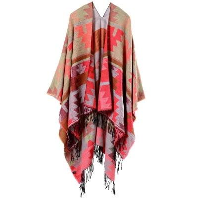 Poncho Long Femme - Rouge