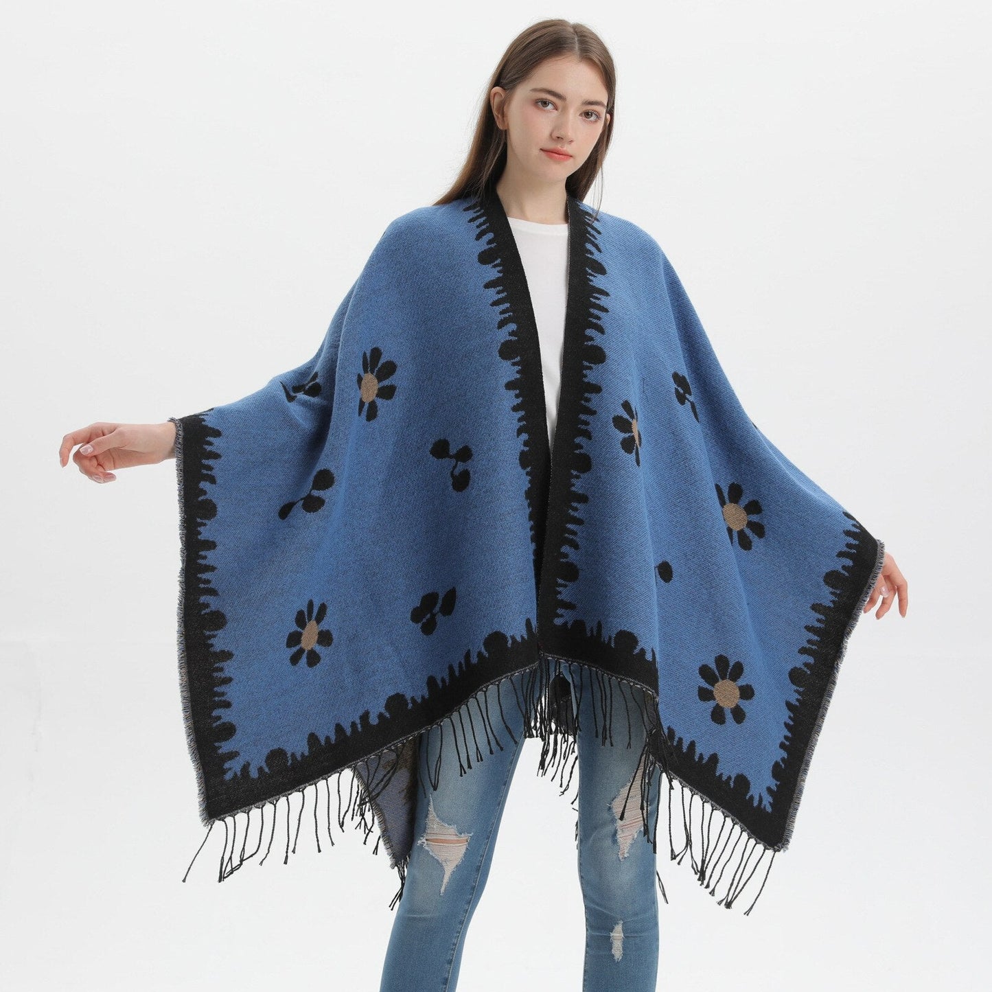 Poncho abierto para mujer