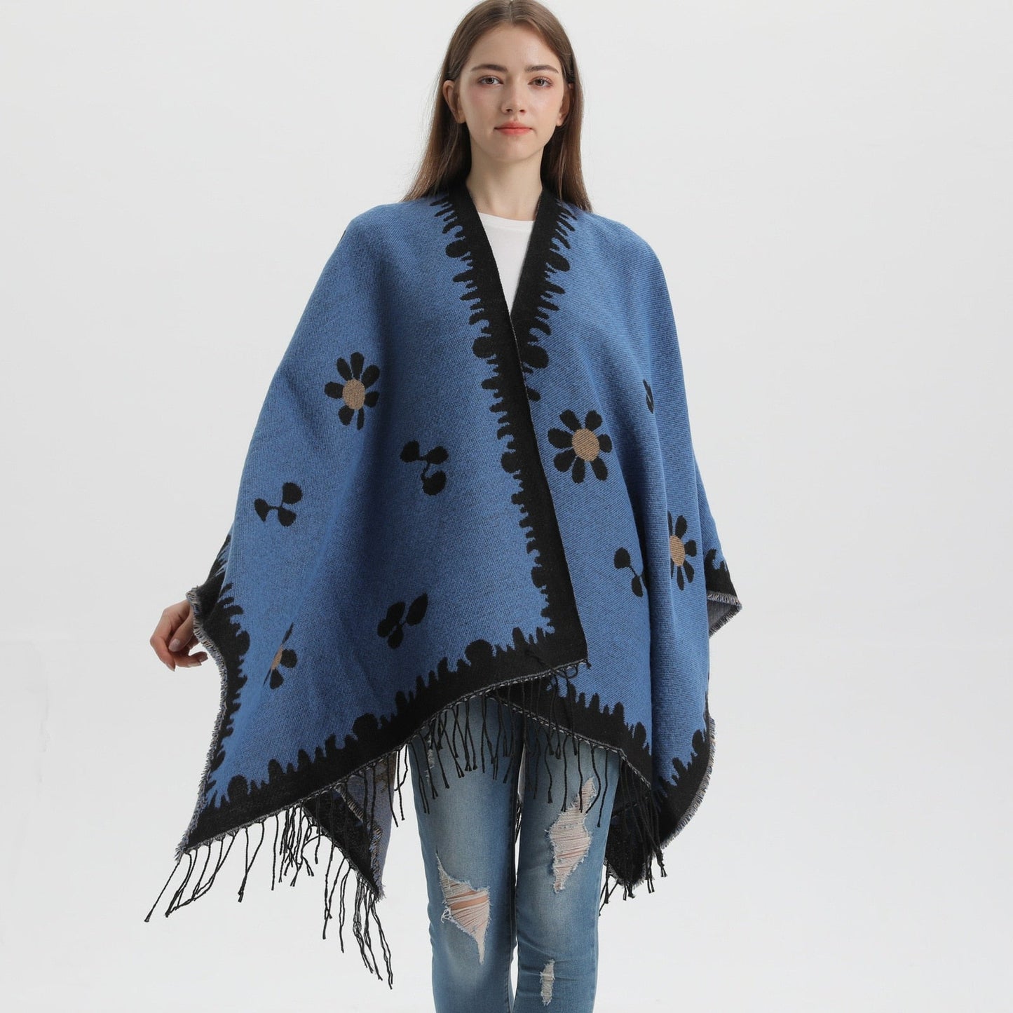 Poncho abierto para mujer